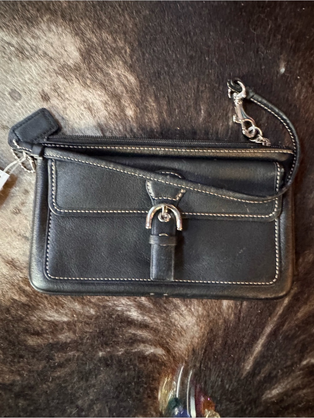 Coach SoHo Vintage Black Leather Wristlet with Silver Hardware NWT!